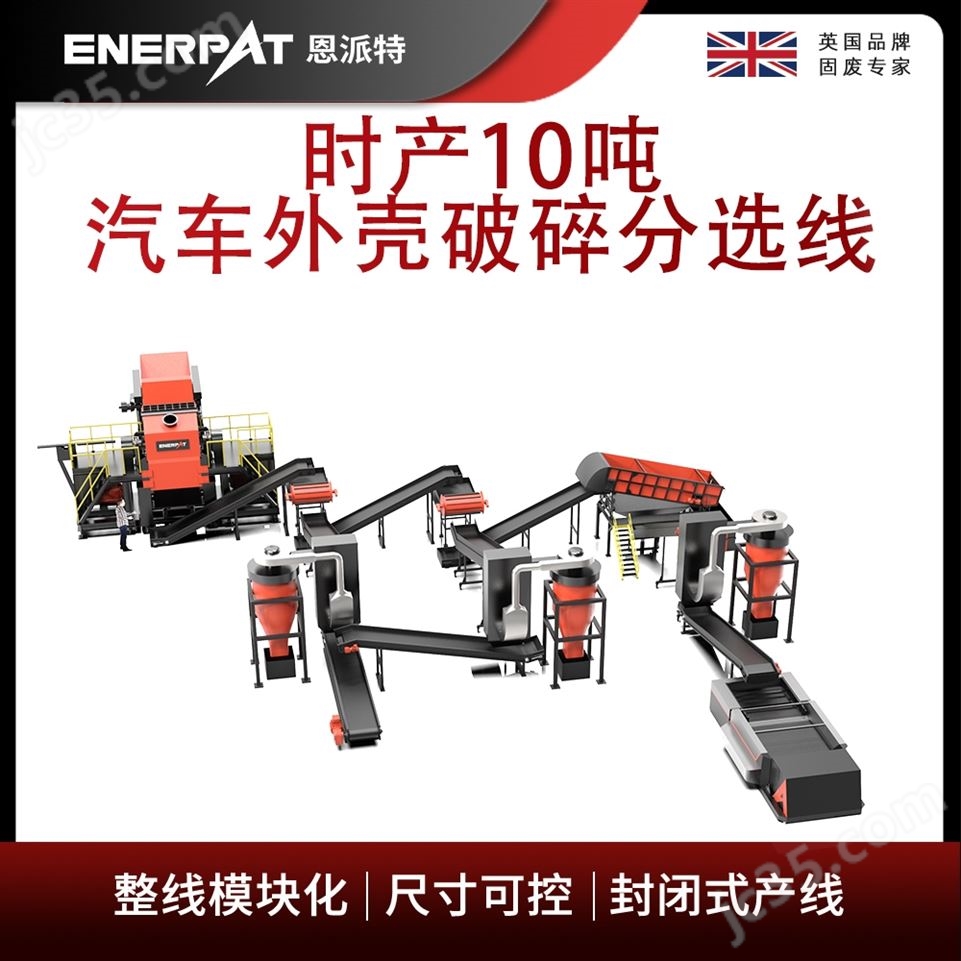 恩派特時產(chǎn)10噸汽車外殼破碎分選線視頻